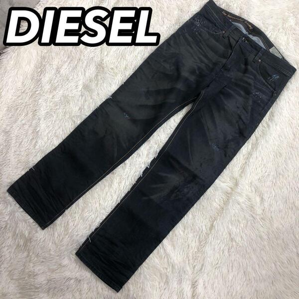 DIESEL ディーゼル DARRON デニムパンツ ジーンズ Gパン ズボン ダメージ加工 ヒゲ 色落ち加工 イタリア製 ITALY ネイビー系 W33