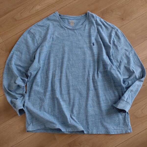POLO RALPH LAUREN ロングスリーブTEE/水色/古着/XXL【J620】