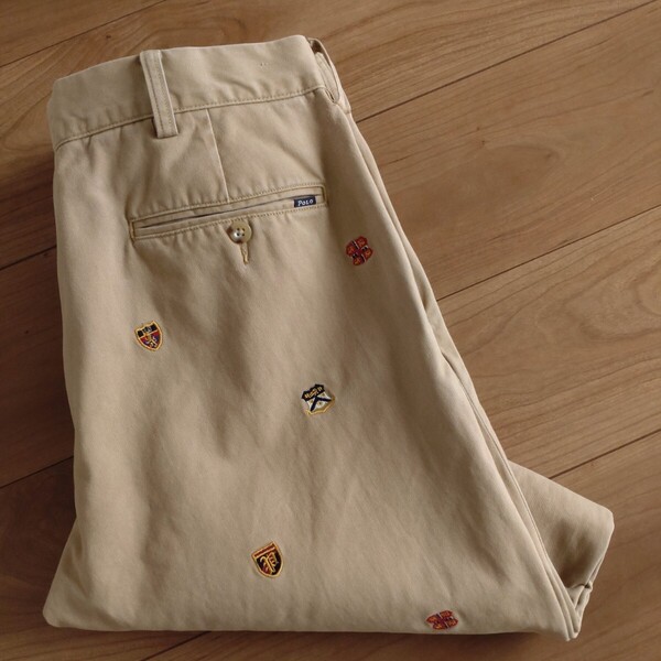 POLO RALPH LAUREN ツイルパンツ/刺繍チノ/SLIM/古着/W35L32【L4557】