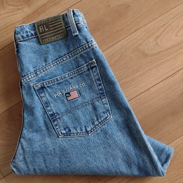 POLO JEANS RLジーンズ/ワイドデニム/古着/実寸W30L30【L4591】