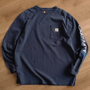 Carhartt ロングスリーブTEE/ORIGINAL FIT/紺/古着/L【J658】