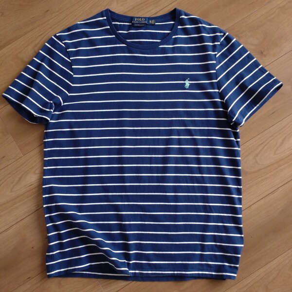 POLO RALPH LAUREN 半袖TEE/ボーダー/CUSTOM/古着XL【J665】