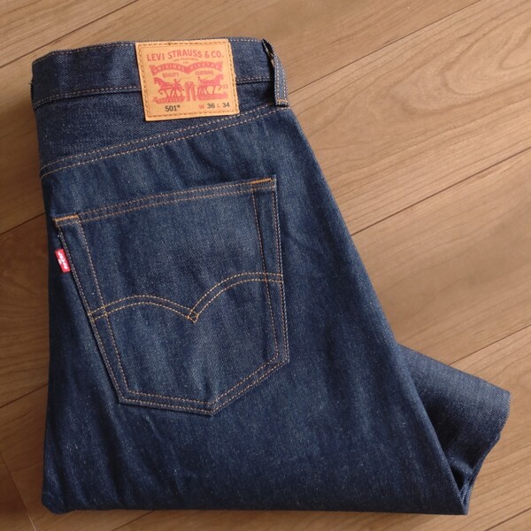 Levi's 501リジット濃紺デニム/STRAIGHT/古着/実寸W36L30【L4614】