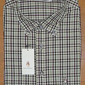 ハッシュパピー Hush Puppies ボタンダウンシャツ 長袖 グリーン/ブラウンチェック柄 Lサイズ NO 08421 未使用 タグ付き