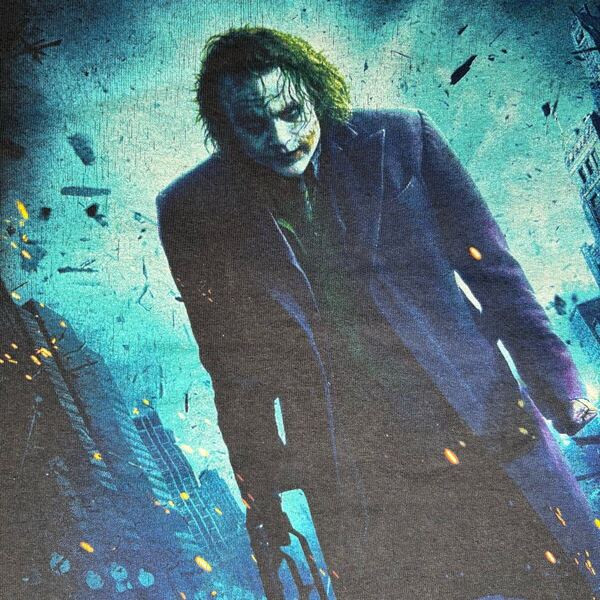 THE DARK KNIGHT Tシャツ ジョーカー ヴィラン ムービー 好条件 ダークナイト JOKER バットマン プリント 00s ブラック L