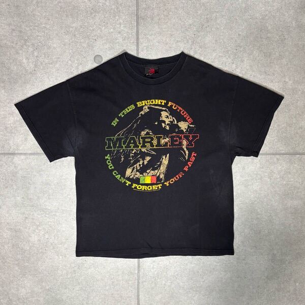 ボブ・マーリー Tシャツ レゲエ界の神 ラスタカラー コピーライト バンドT Bob Marley ヴィンテージ プリント 00s ブラック XL