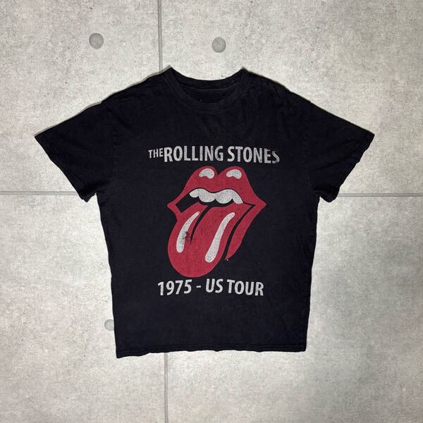 ローリングストーンズ Tシャツ 75年ツアー バンT ベロ パンク プリント The Rolling Stones ロックT ヴィンテージ ブラック M