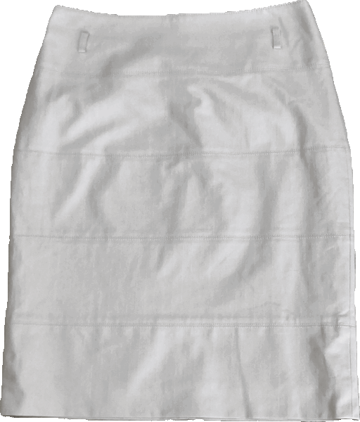 美品☆ナラカミーチェNARACAMICIE ストレッチコットン切り替えデザインタイトスカート シャドーストライプ オフホワイト2☆