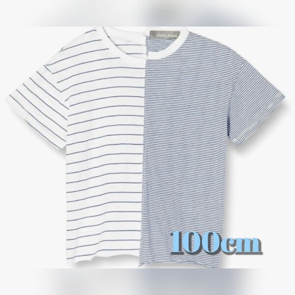韓国 Tシャツ 半袖 ボーダー 100cm 韓国子供服 イレギュラーボーダー アシンメトリー 半袖Tシャツ キッズ