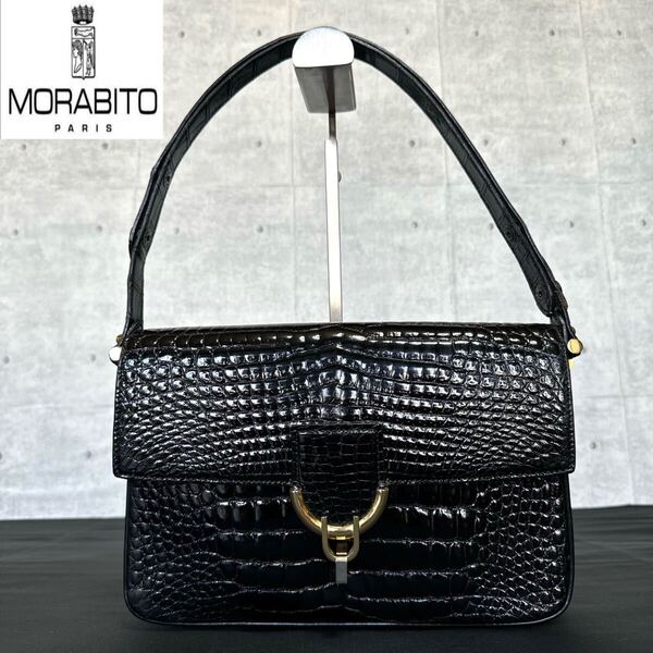 MORABITO BLACK クロコダイル レザー モラビト ゴールド金具 ブラック 黒 肩掛け ワンハンドルバッグ ショルダーバッグ