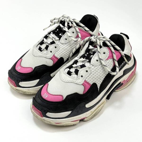BALENCIAGA バレンシアガ TRIPLE S / トリプルS 524039 39 / 26cm ホワイト×ピンク ダッドスニーカー メッシュ 厚底 レディース SSM5247