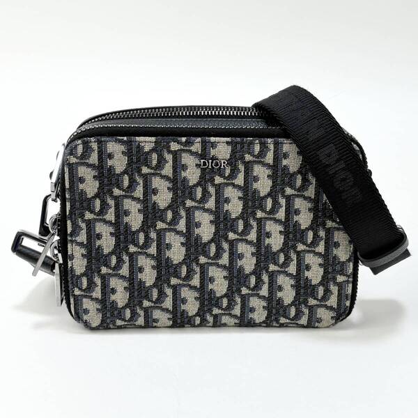 極美品 Christian Dior ストラップ付き ジップポーチ ディオール オブリーク ジャカード 2OBBC119YSE_H05E ショルダーバッグ SSM5161