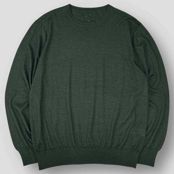 極美品 Salute piu x LiNN サルーテピウ 24AW Ex. CASHMERE SILK CREW NECK KNIT 別注 カシミヤシルク クルーネックニット XL OAK GREEN