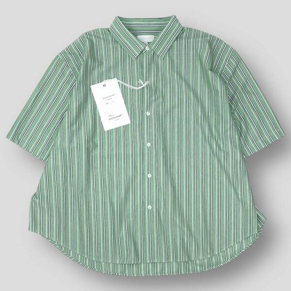 新品 KANEMASA PHIL. カネマサフィル 25SS 46G Atmosphere Stripe S/S Shirt ストライプショートスリーブシャツ KM25S-027 M GREEN SSM5417