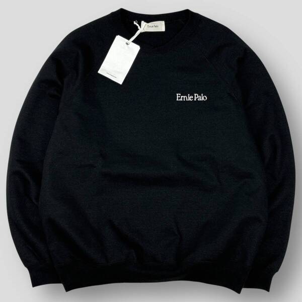 新品 Ernie Palo アーニーパロ 25SS Crew Neck Sweat クルーネックスウェット EP09CT02 46 ブラック ロゴ 刺繍 ラグランスリーブ SSM5445