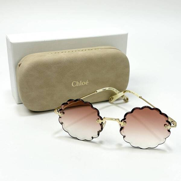 極美品 Chloe / クロエ Rosie Petite ロージープチ サングラス CE142S 823 / CHC18SECE142P823 53□18-140 フラワー ピンク メタル SSM5193