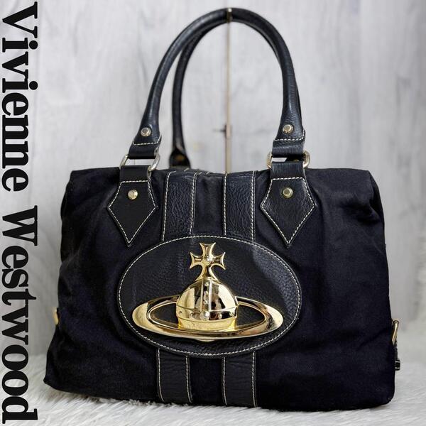 人気 デカロゴ Vivienne Westwood ヴィヴィアンウエストウッド ビックオーブ ミニボストン バッグ
