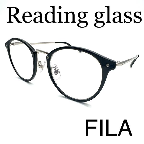 人気のFILA ブランド リーディンググラス カジュアルなデザイン ブルーライト、紫外線カットレンズ仕様 ブラックフレーム 老眼鏡