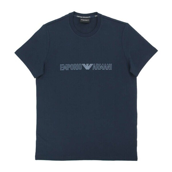 EMPORIO ARMANI エンポリオ アルマーニ Tシャツ ALL OVER LOGO TERRY 半袖 Tシャツ メンズ 54045663 ネイビー(ロゴ) M