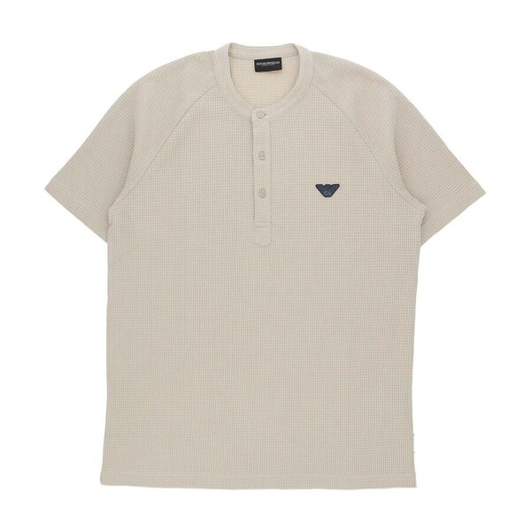 EMPORIO ARMANI エンポリオ アルマーニ Tシャツ WAFFLE TERRY ヘンリーネック ワッフル半袖シャツメンズ 54045657 ベージュ M