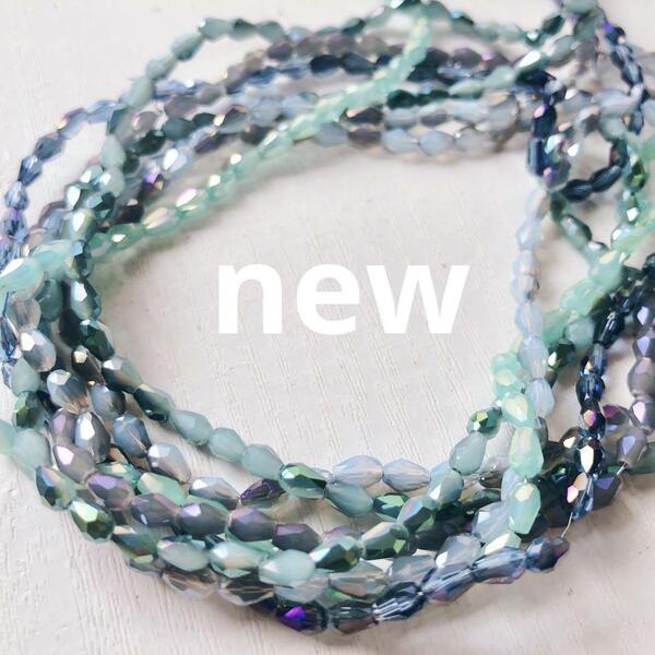 cp031/new!ガラスビーズ◇しずく型 約3×5mm 5連