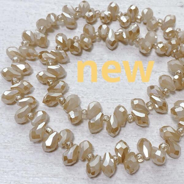 hs732/new!ガラスビーズ◇キラキラ多面カット ドロップ形 1連