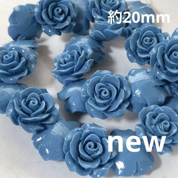 dn181/new!人工石◇バラ ブルー 約20mm 1連 ※平タイプ