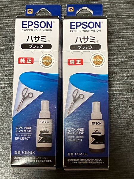 ◆EPSON エプソン◆純正 インクボトル ハサミ HSM-BK ブラック 2個 適合機種:EP-M570T 取付期限:2025.7◆未使用◆