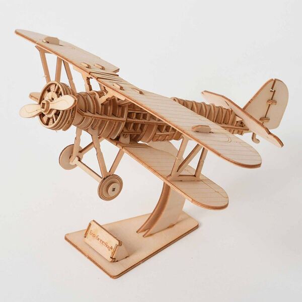 【飛行機】木製 3D ウッドクラフト キット ウッドパズル 夏休み 自由研究 工作 DIY