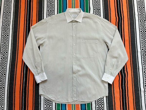 送料無料 カナーリ CANALI クレリックシャツ イタリア製 16ハーフ 42サイズ Lサイズ ドレスシャツ 綿 コットン 白 ホワイト