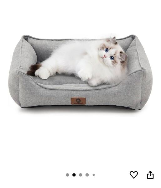猫 犬 ベッド ふわふわ 猫犬用ペットベッド 滑り止め クッション ペットソファー 洗える(外寸50Lx40Wx14Hcm ライトグレー)