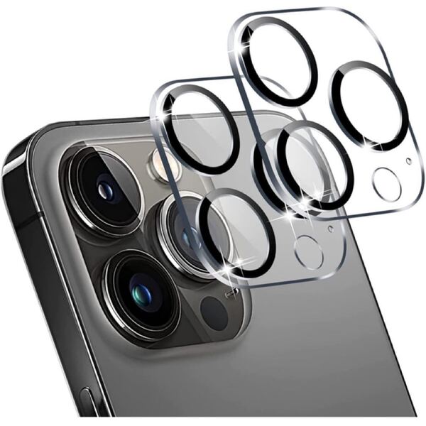 Kemolpo カメラフィルム iPhone 14 Pro/iPhone 14 Pro Max 用 カメラカバー カメラ レンズ 3眼黒縁取り2枚 レンズ保護