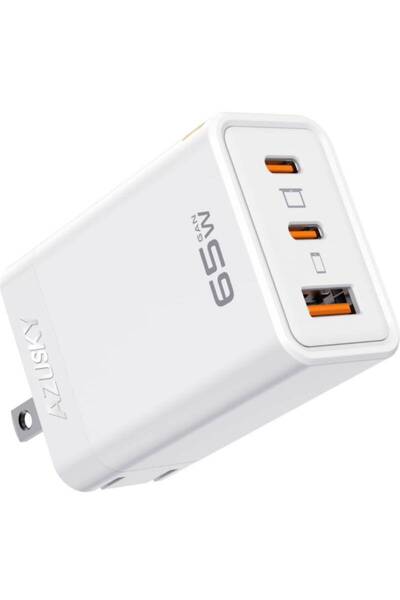 PD USB充電器 65W GaN Type C 急速充電器 高速充電器 PD対応 USB-C×2 & USB A 3ポートGaN(窒化ガリウム) 折りたたみ式プラグ