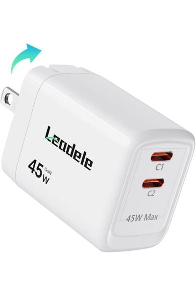 pd 充電器 急速充電器 45W Type-C 同時充電 Power Delivery 3.0 PD対応 2ポート GaN(窒化ガリウム) 折り畳み式プラグ
