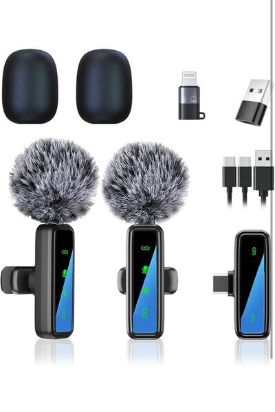 【360°集音ピンマイク】ピンマイク iPhone/Android/カメラ対応 2人同時使用 伝送距離300m 瞬時接続 5X LED指示灯搭載