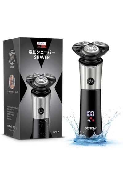 シェーバー メンズ 回転式 電動 【日本製替刃3個付き・54枚刃・乾湿両用】 髭剃り 電気シェーバー 低騒音 IPX7防水 ひげ剃り