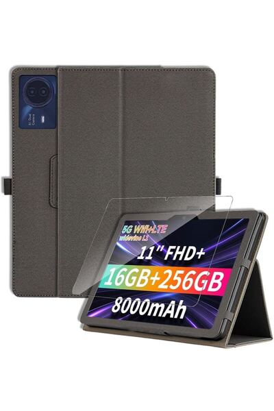 For ODEA S11 ケース フィルム セット スタンド 全面保護 角度調整 キズ防止 ガラスフィルム (ブラック)