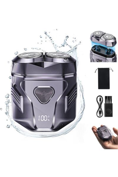 シェーバー メンズ 電気シェーバー 乾湿両用 髭剃り 液晶画面 残量表示 ロック機能 電動小型 低騒音 金属製IPX7防水 グレー