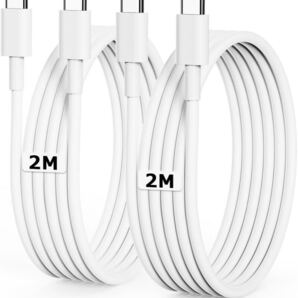 USB C ケーブル 2M 2本 PD対応 60W急速充電 type-c to type-c ケーブル【PSE認証】高速データ 充電コード(ホワイト)