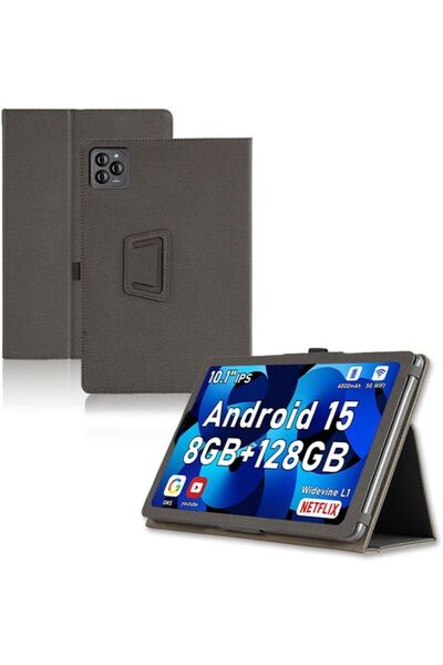For Funyet I10 Pro ケース 10.1インチ スタンド 機能 角度調整 上質PUレザー キズ防止 軽量 タブレット カバー 全面(ブラック)