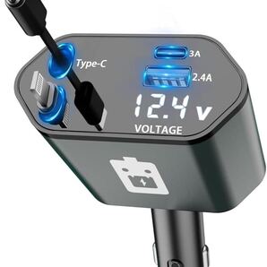 【2025新版・120W急速充電・巻き取り式】車 充電器 シガーソケット 車じゅう電気スマホ用 Type-C100W/Lightning20W