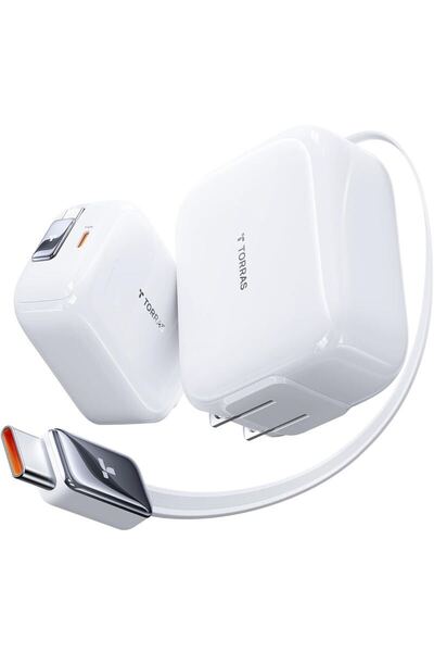 【最強巻き取り式】TORRAS FlexLine 67W 充電器 type-c 2ポート急速充電器 タイプc ケーブルー体型 GaNIII技術