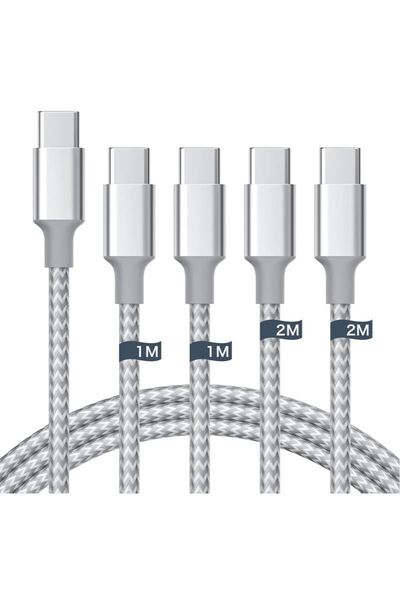 1M+1M+2M+2M/4本セッ】USB C ケーブル Type C ケーブル【1m+1m+2m+2m/グレー PD対応 60W急速充電】USB-C & USB-C ケーブル