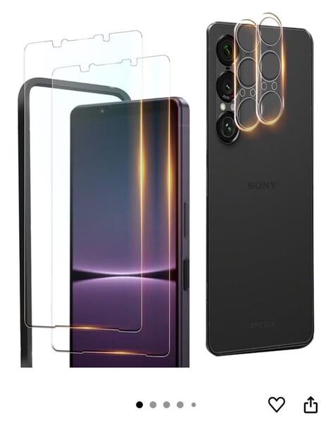 対応 Xperia 1 VII ガラスフィルム 2枚 + カメラフィルム 2枚 【日本旭硝子製】硬度9H 耐衝撃【ガイド枠付き】簡単貼り付け 飛散