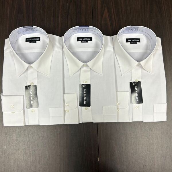 3枚セット白無地ドレスシャツ41-80形態安定レギュラーカラー