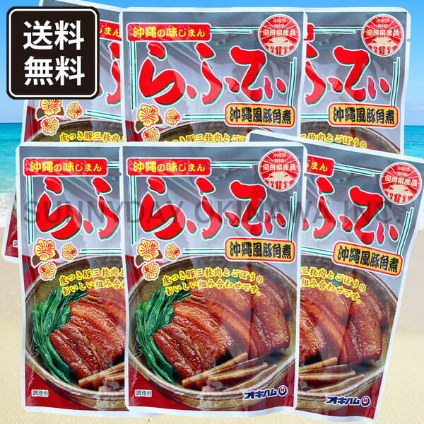 らふてぃ ごぼう入り 6袋 オキハム ラフテー ラフティ 豚の角煮 皮付き豚三枚肉 沖縄旅行 沖縄お土産