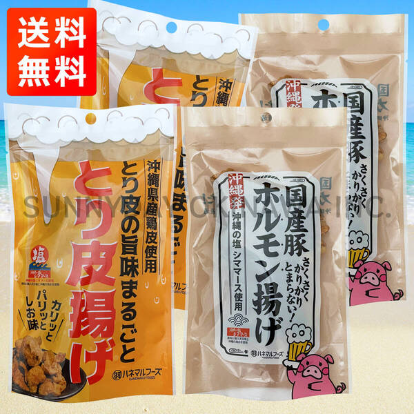 とり皮揚げ ホルモン揚げ 食べ比べ 4袋(各2袋)セット ハネマルフーズ 鶏皮 おつまみ 沖縄旅行 沖縄お土産