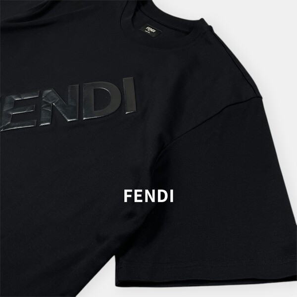 FENDI フェンディ / 22SS / ホットスタンプ 立体ロゴ オーバーサイズ / 半袖 Tシャツ / 黒 / FY1129 AL28 / メンズ トップス