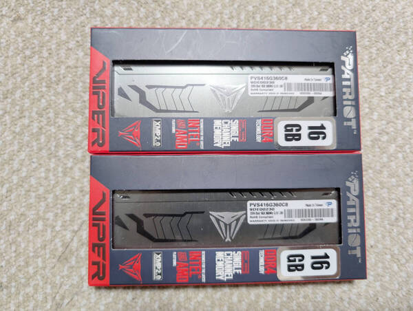 Patriot Viper Steel DDR4 3600MHz PC4-28800 16GB アルミニウム製ヒートシンク デスクトップ用メモリ PVS416G360C8 x2枚 (.その2 )