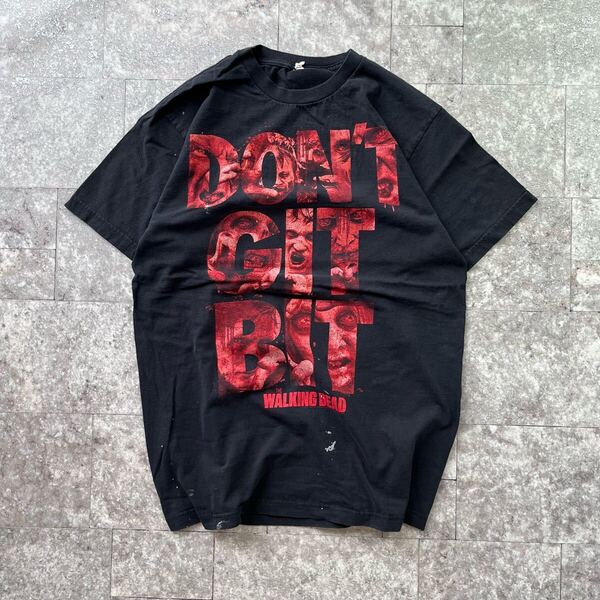 メンズ 古着 Tシャツ プリント 半袖 黒 ブラック BLK クルーネック WALKING DEAD ウォーキングデッド 2012 送料込 Mサイズ